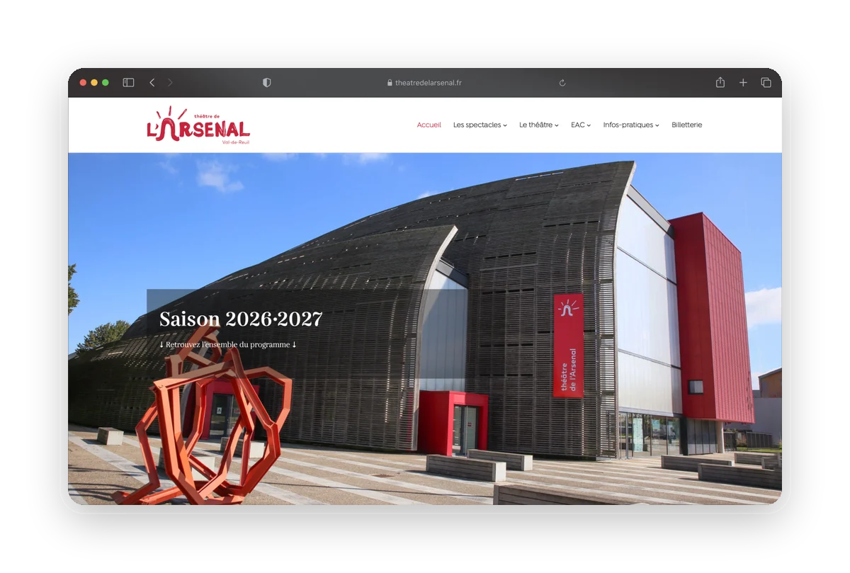 Page d'accueil du site web : Théâtre de l’Arsenal