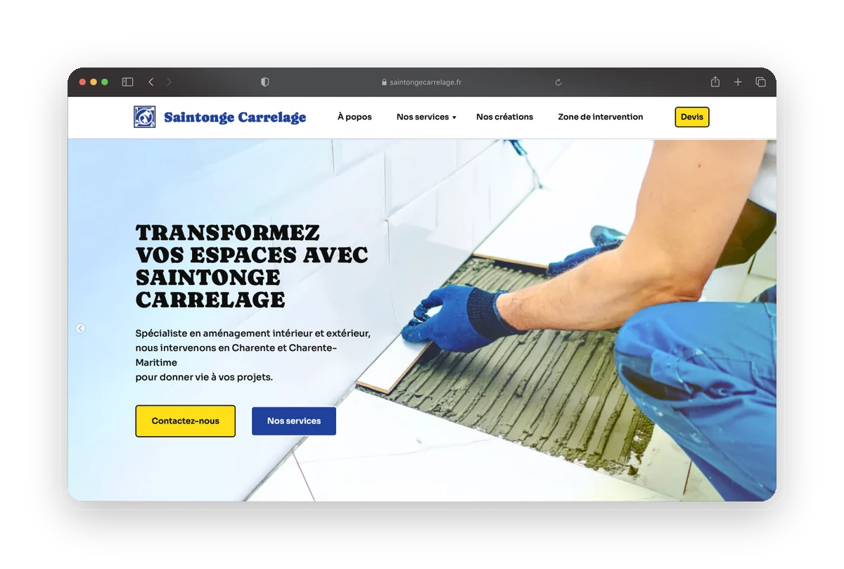 Page d'accueil du site web : Saintonge Carrelage