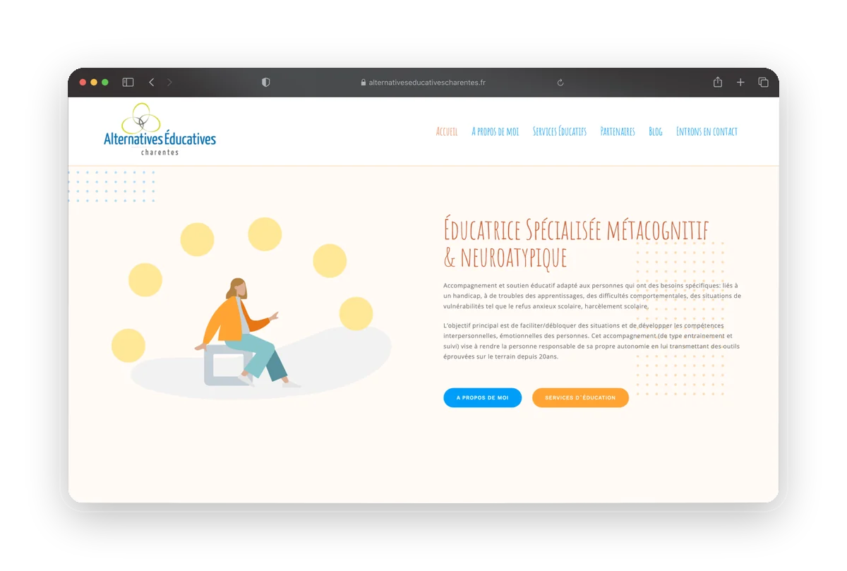Page d'accueil du site web : Alternatives Éducatives Charentes