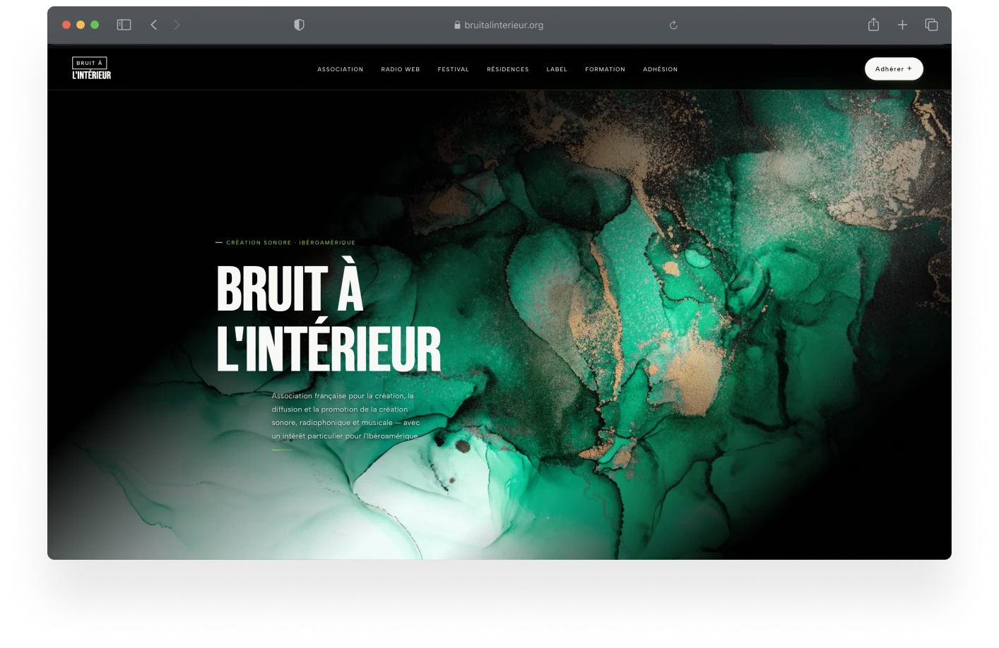 Site web Bruit à l’Intérieur : capture 1 sur 4