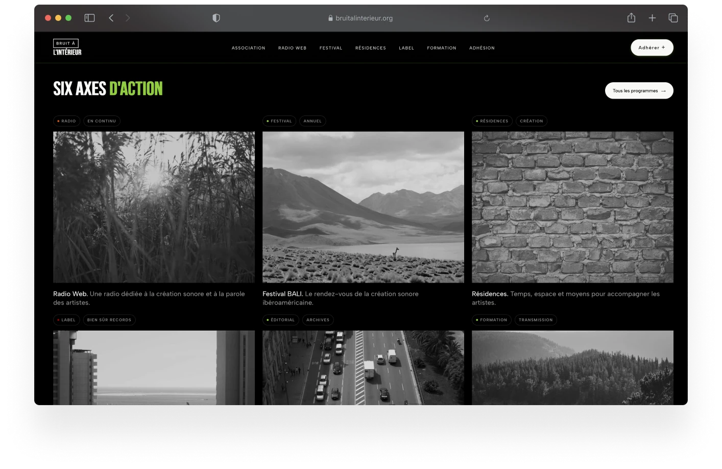 Site web Bruit à l’Intérieur : capture 2 sur 4