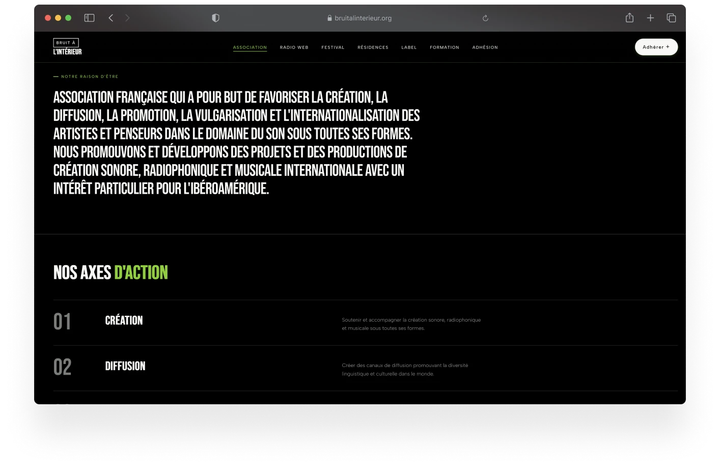 Site web Bruit à l’Intérieur : capture 4 sur 4