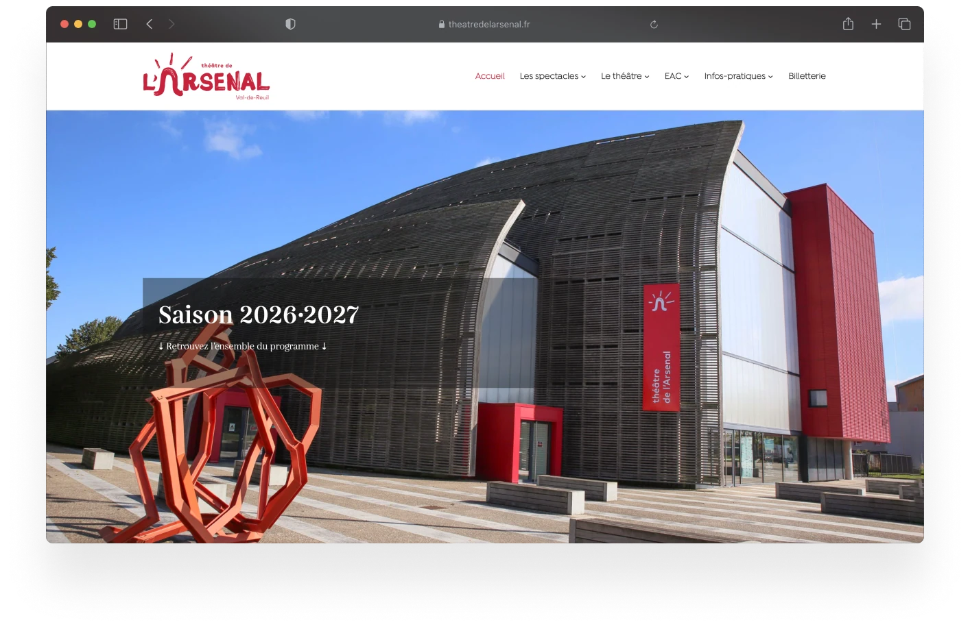 Site web Théâtre de l’Arsenal : capture 1 sur 4