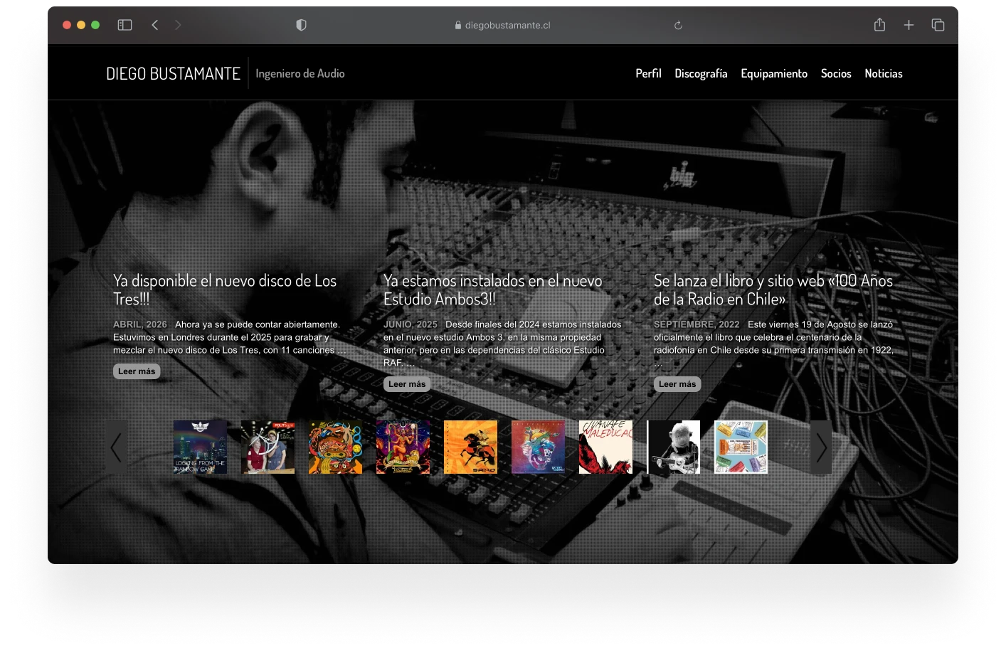Site web Diego Bustamante : capture 1 sur 3