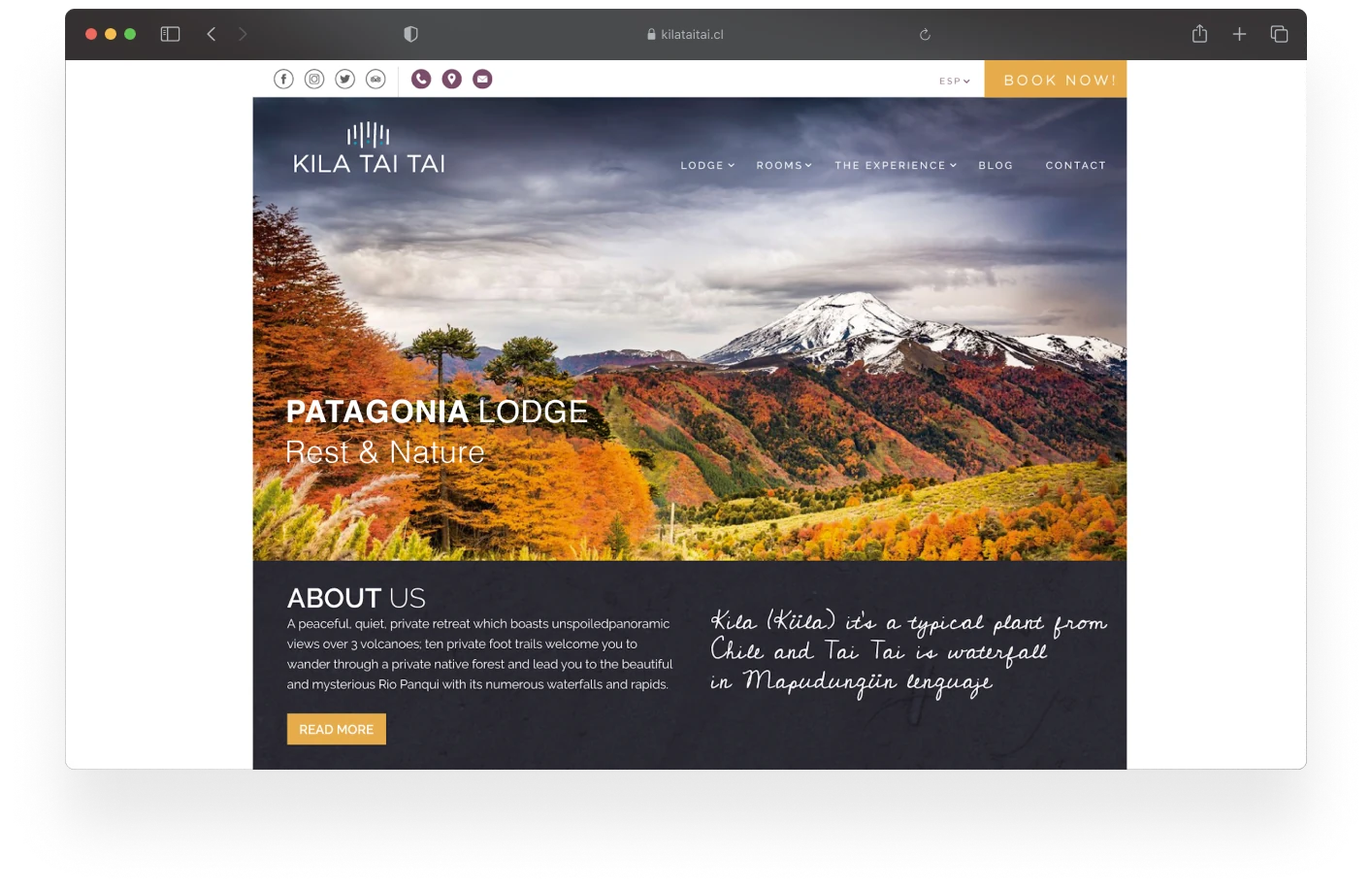 Site web Lodge Kila Tai Tai : capture 1 sur 4