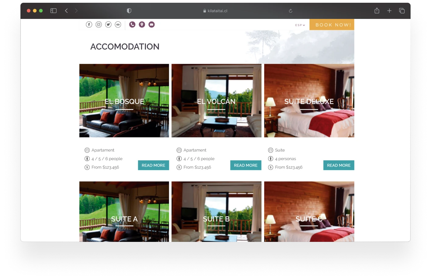 Site web Lodge Kila Tai Tai : capture 4 sur 4